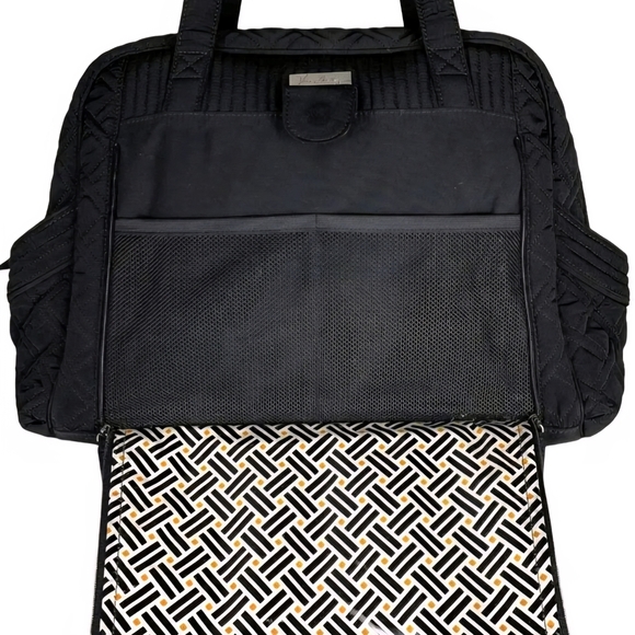 Vera Bradley Black Quilted Diaper Bag Tote Large W/Changing Pad Stroller Travel - Picture 7 of 13